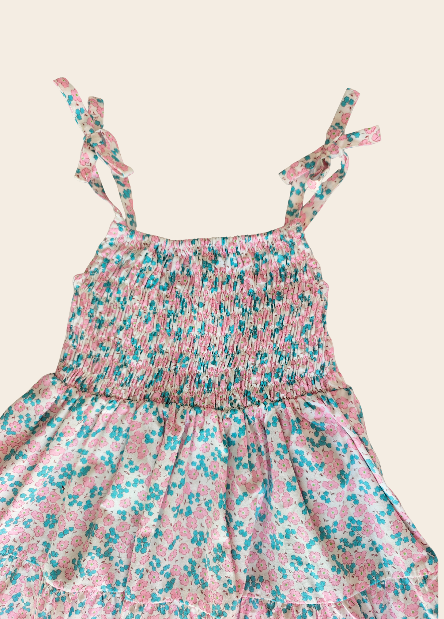 Vestido Tiritas Flores Rosadas