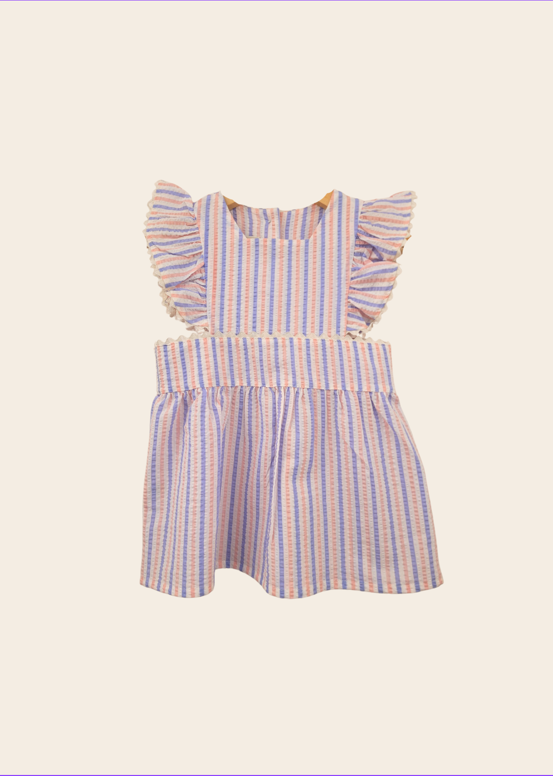 VESTIDO ANA RAYADO ROSADO CON MORADO