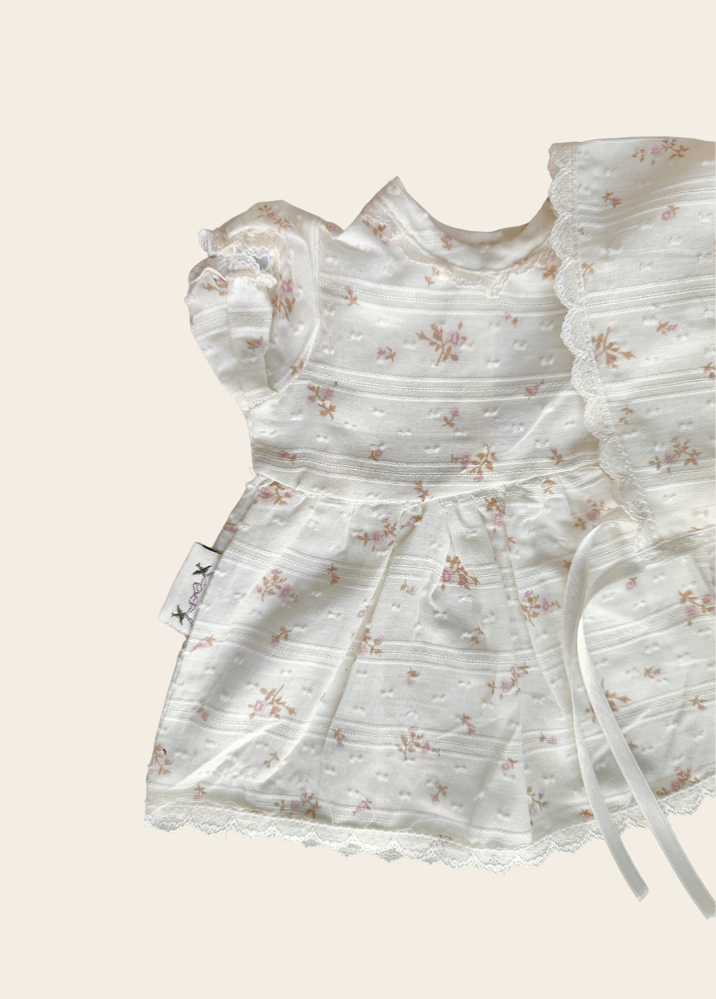 Vestido Muñeca Flores Beige