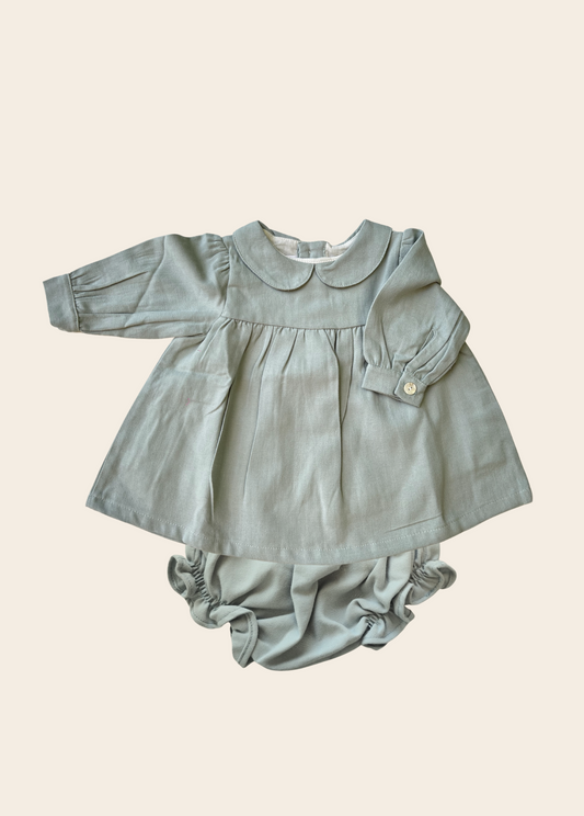 VESTIDO DINAMARCA VERDE BABY CON CUBRE PAÑAL