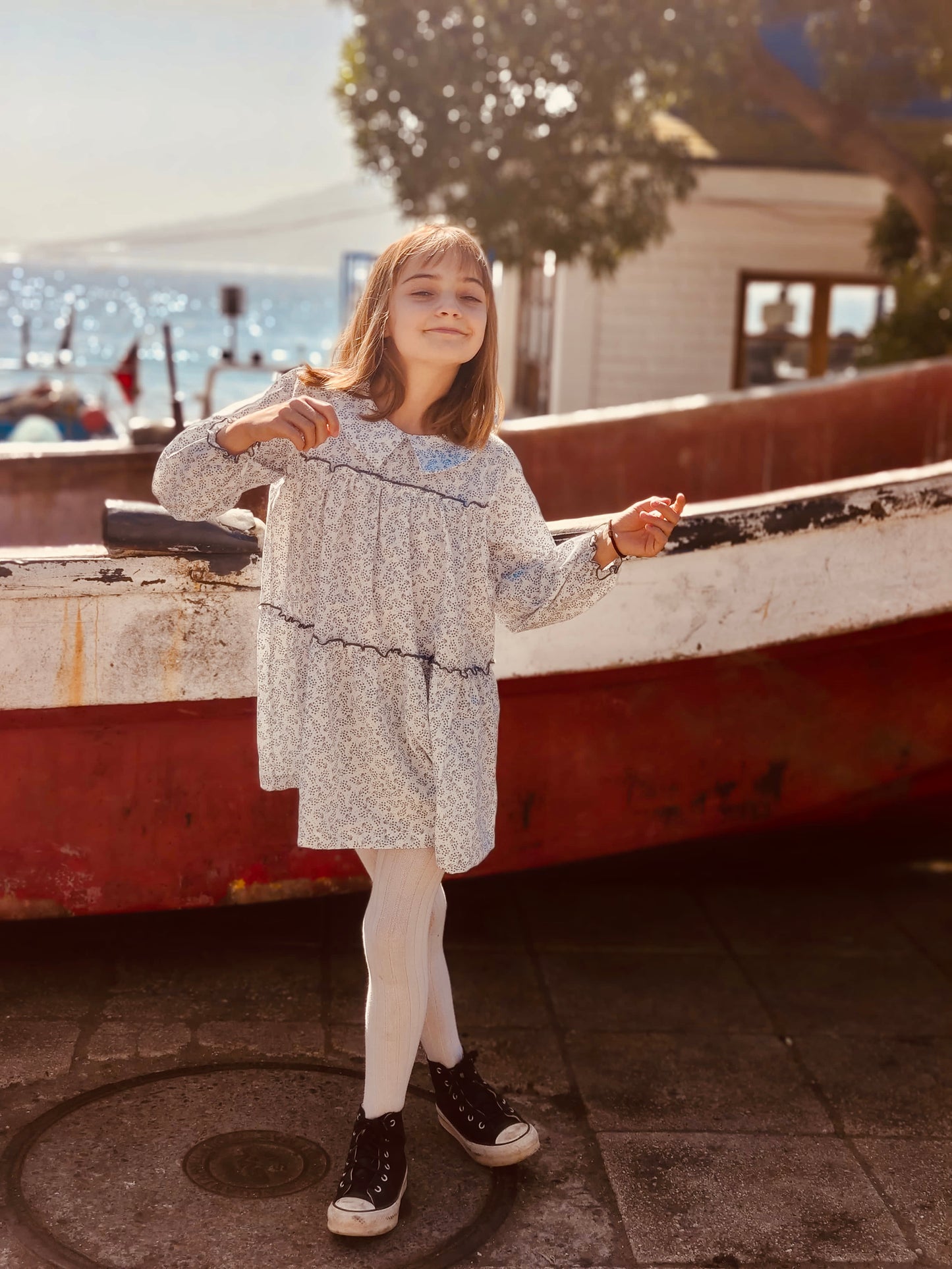 VESTIDO MALTA FLORES AZULES