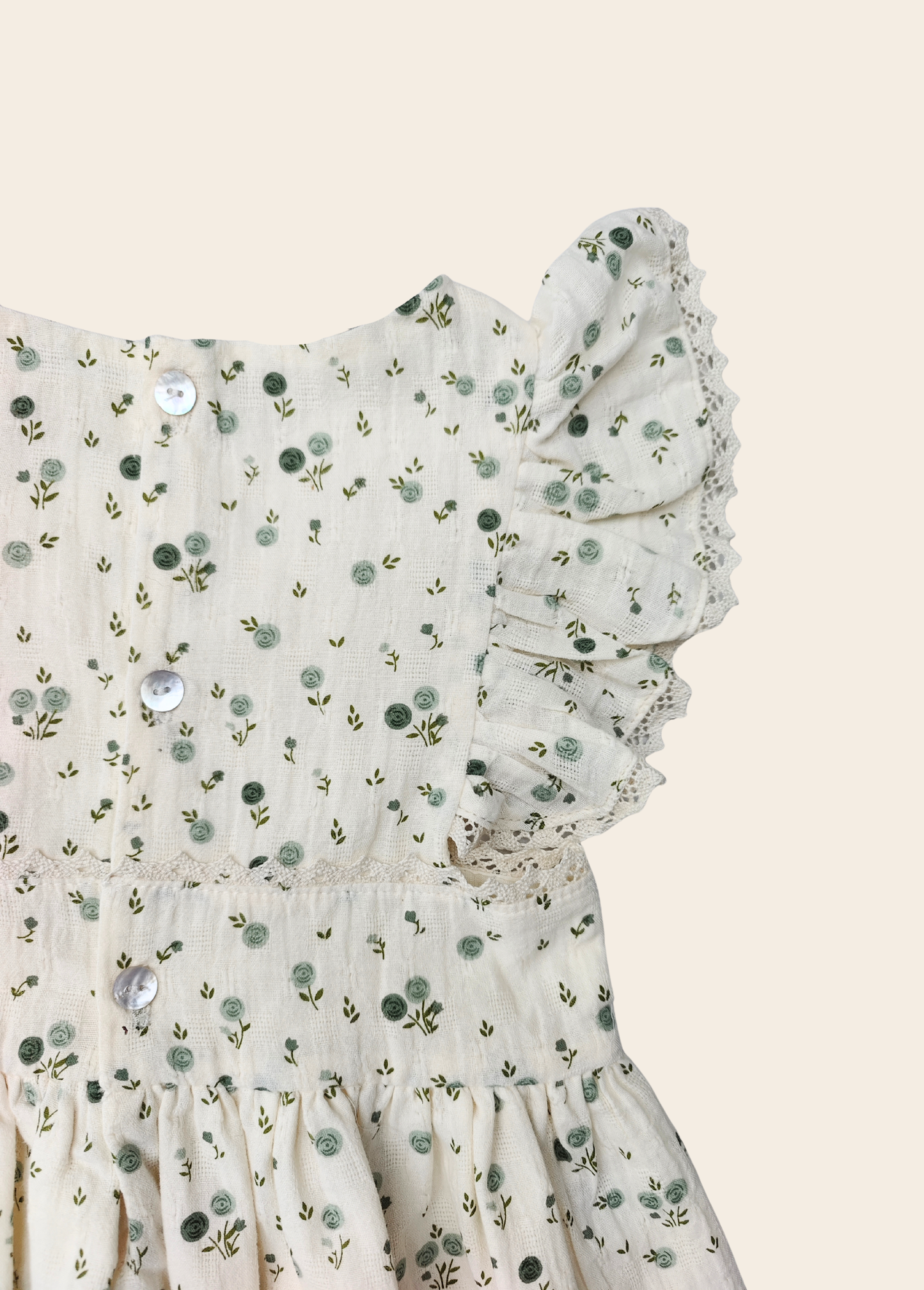 Vestido Mykonos Flores Verdes