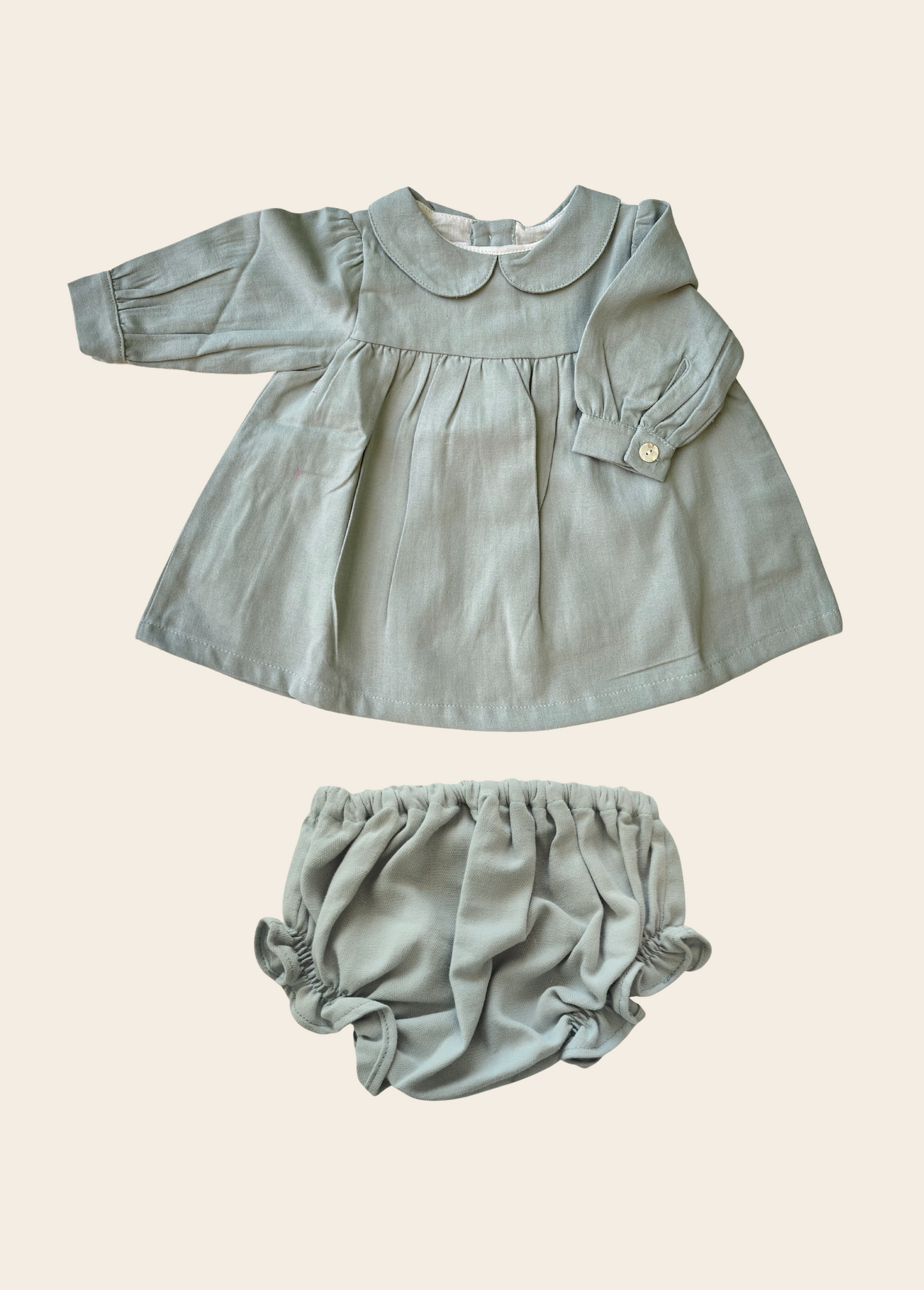 VESTIDO DINAMARCA VERDE BABY CON CUBRE PAÑAL