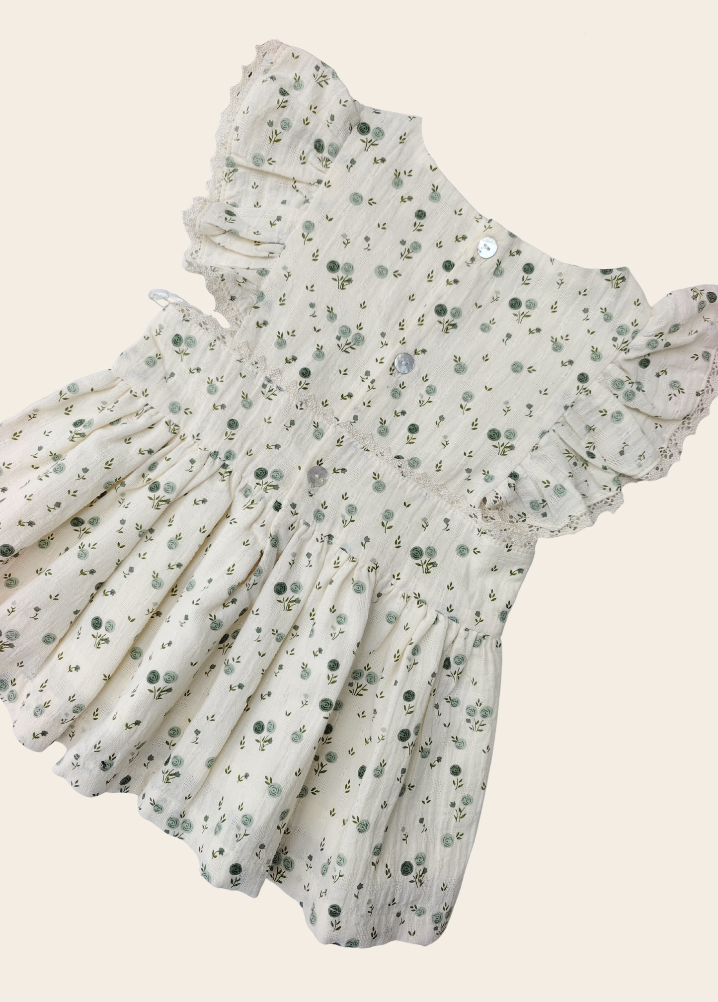 Vestido Mykonos Flores Verdes