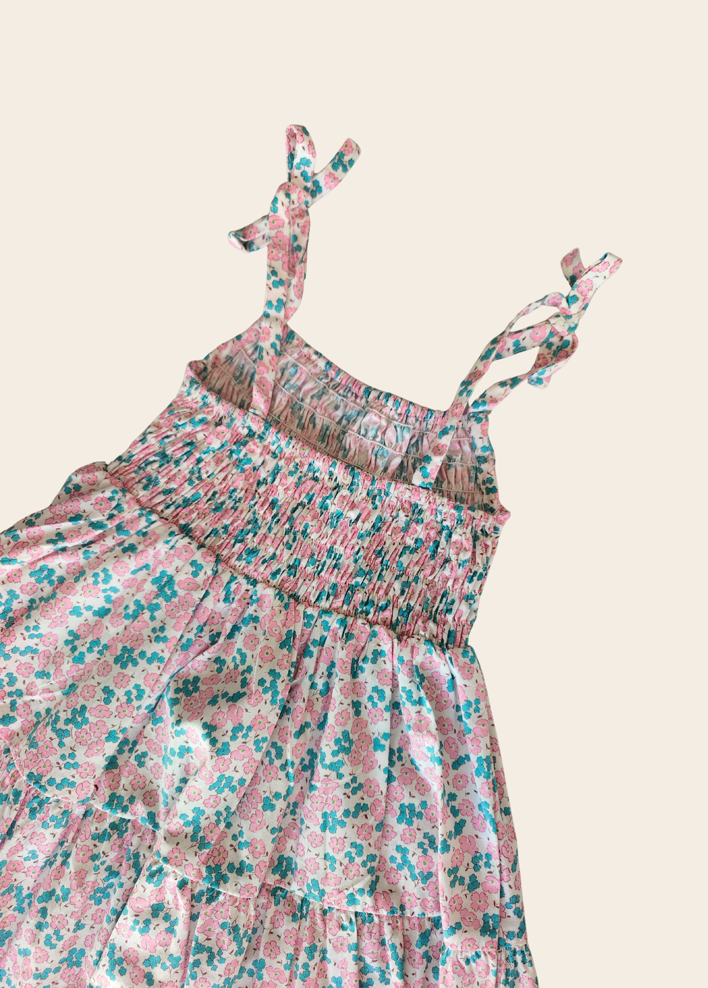 Vestido Tiritas  Flores Rosadas