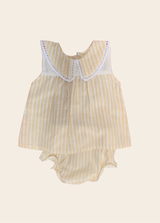 Conjunto Aguamarina Rayas Amarillas