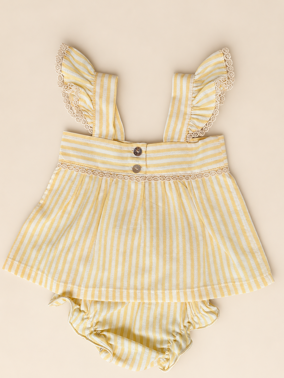 Conjunto Marfil Rayas Amarillas