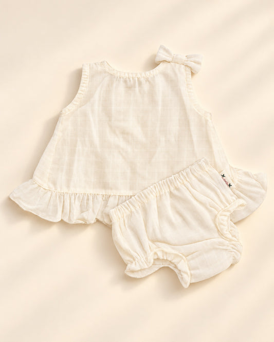 Conjunto Esmeralda Crudo Cuadrillé