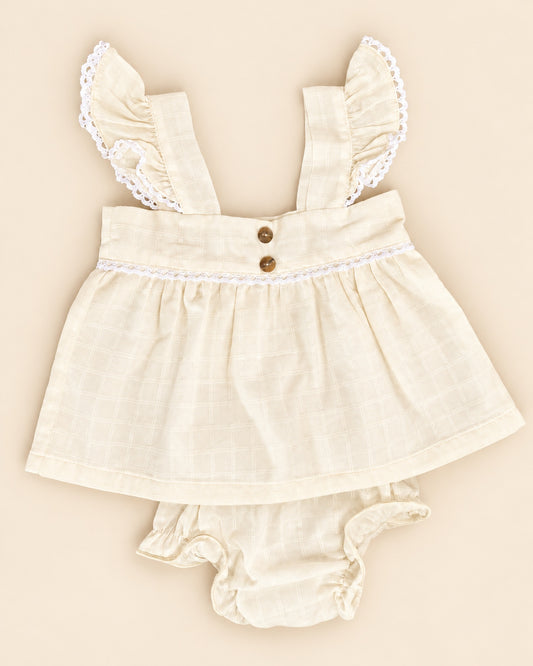 Conjunto Marfil Crudo Cuadrillé