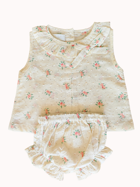 CONJUNTO ANA BEIGE FLORES