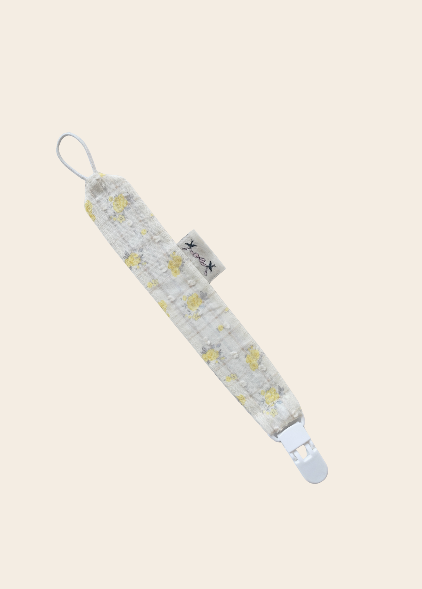 Porta Chupete Flores Amarillas