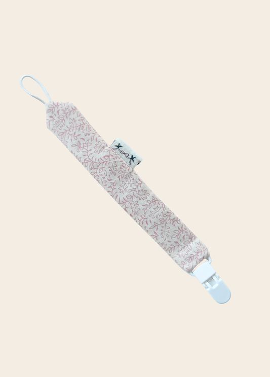 Porta Chupete Flores Rosado