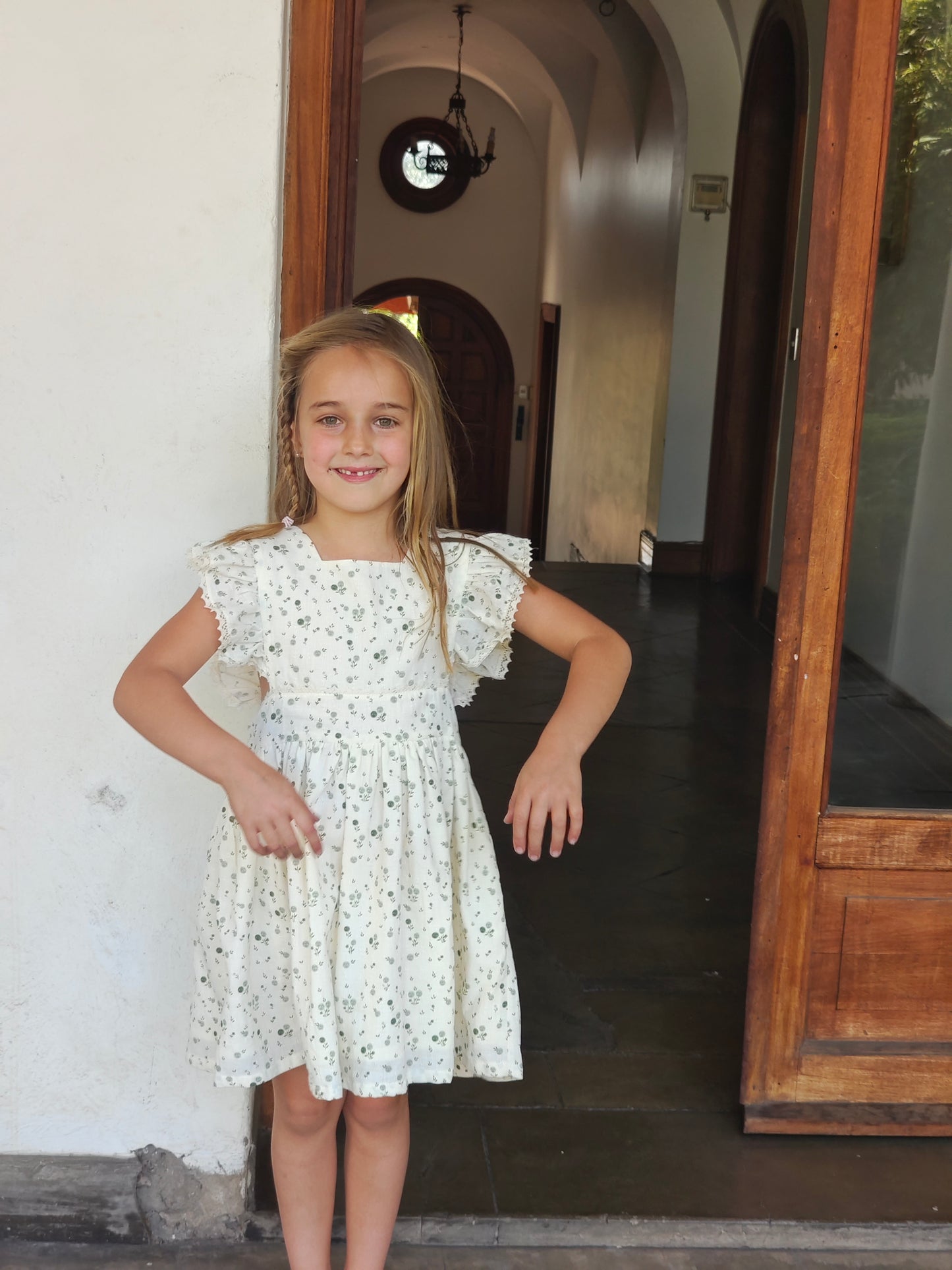 Vestido Mykonos Flores Verdes