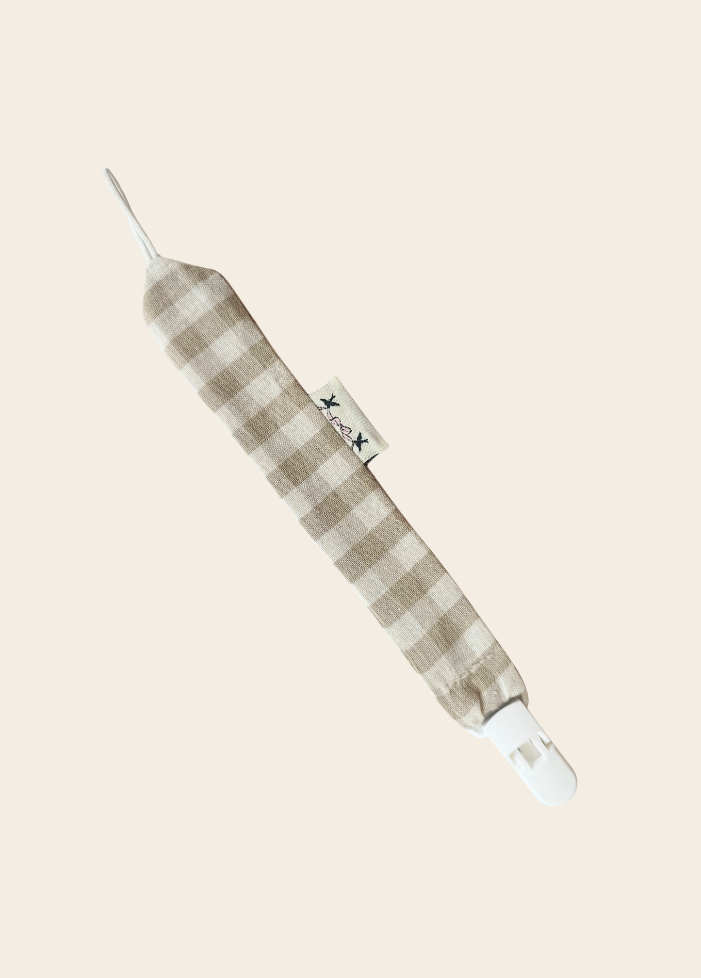 Porta Chupete Vichy Beige