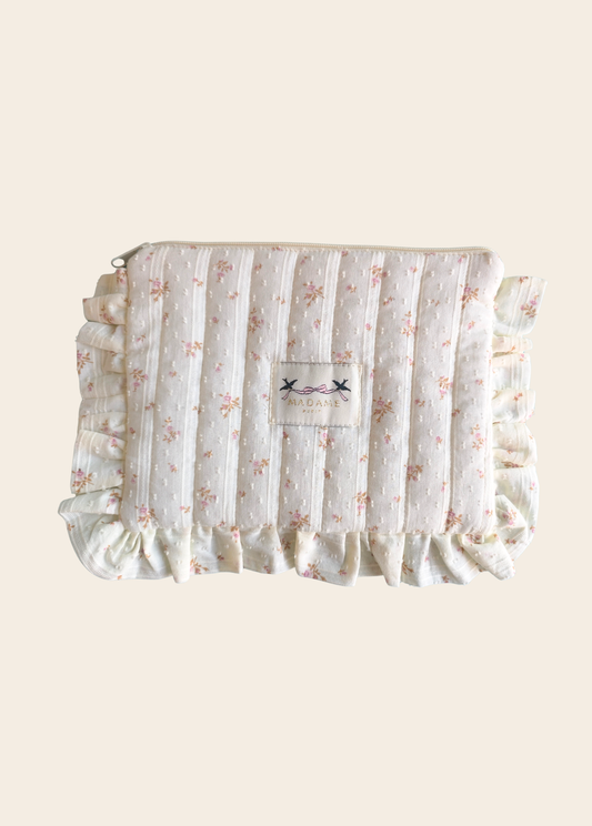 Estuche Pañalero Flores Beige