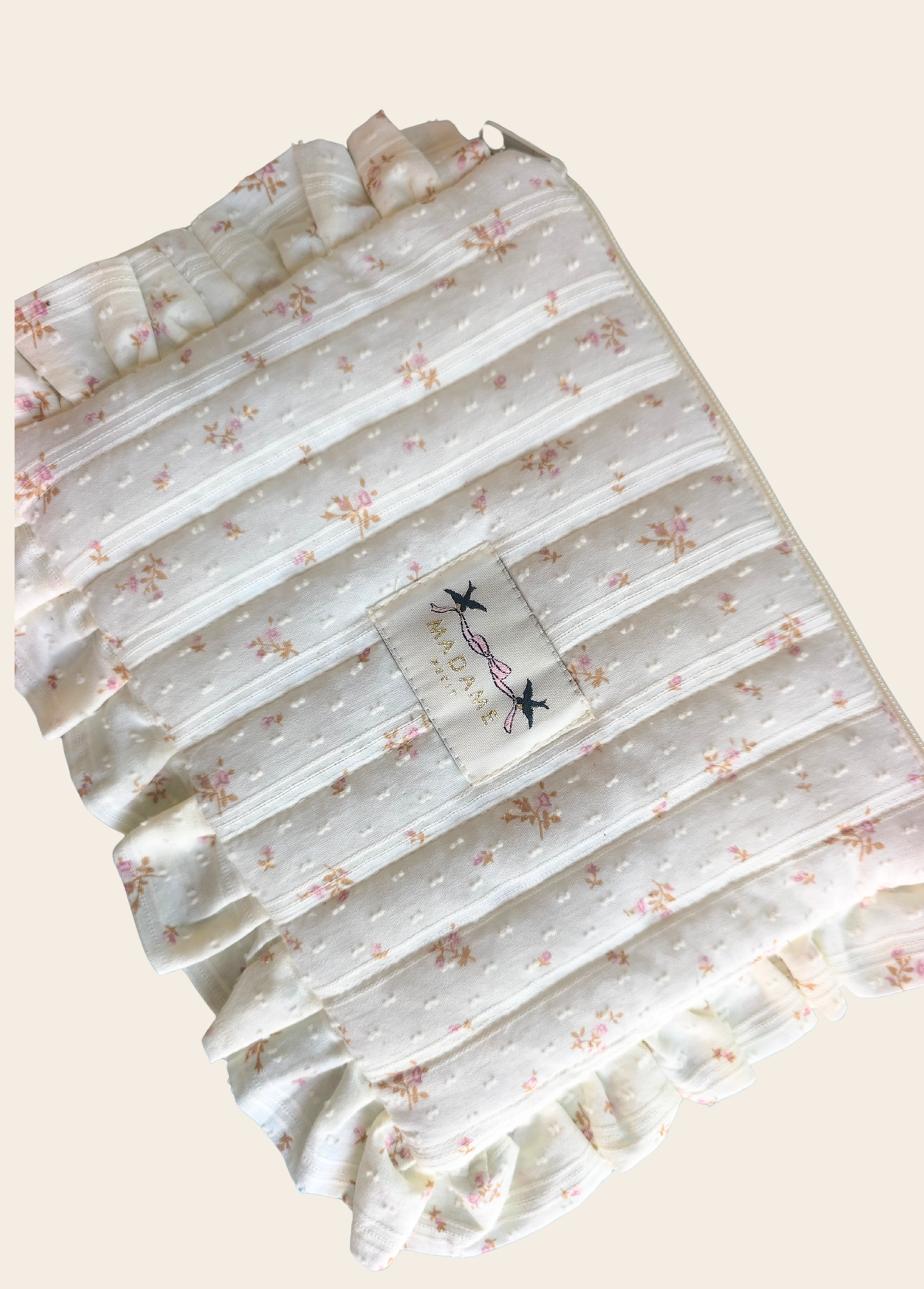 Estuche Pañalero Flores Beige