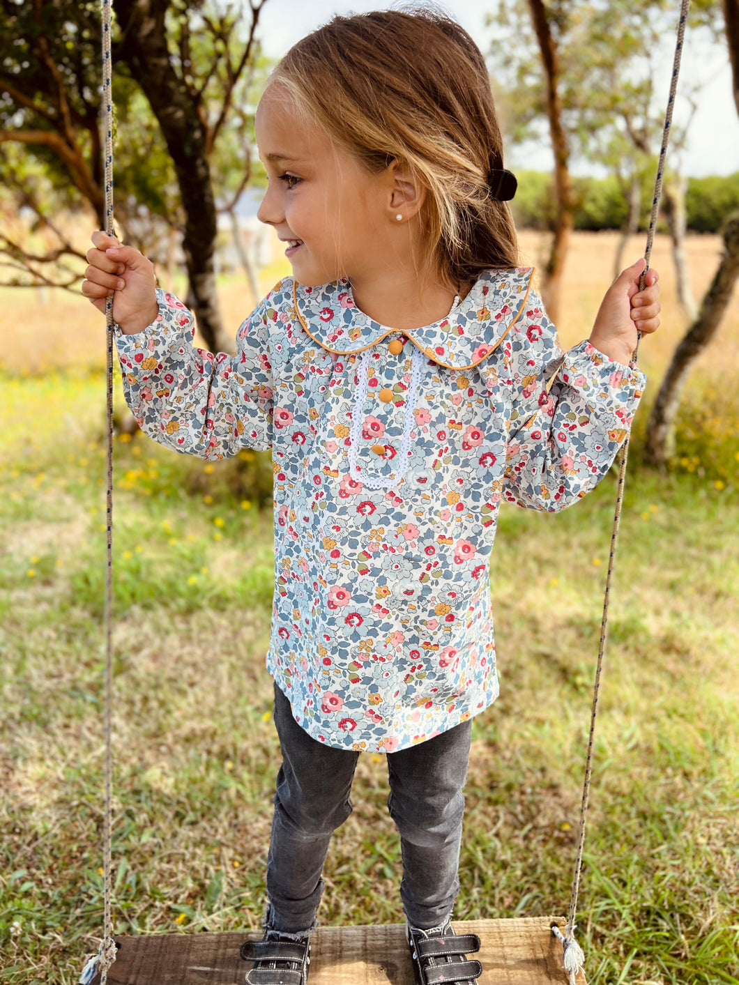 blusa niña flores algodon